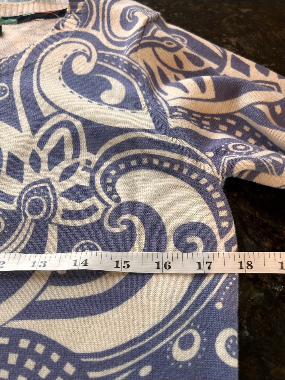 Icelandic Design 100% Cotton Bold Geometric 3/4 sleeve cardigan. Artsy. EUC SzS - Picture 6 of 7